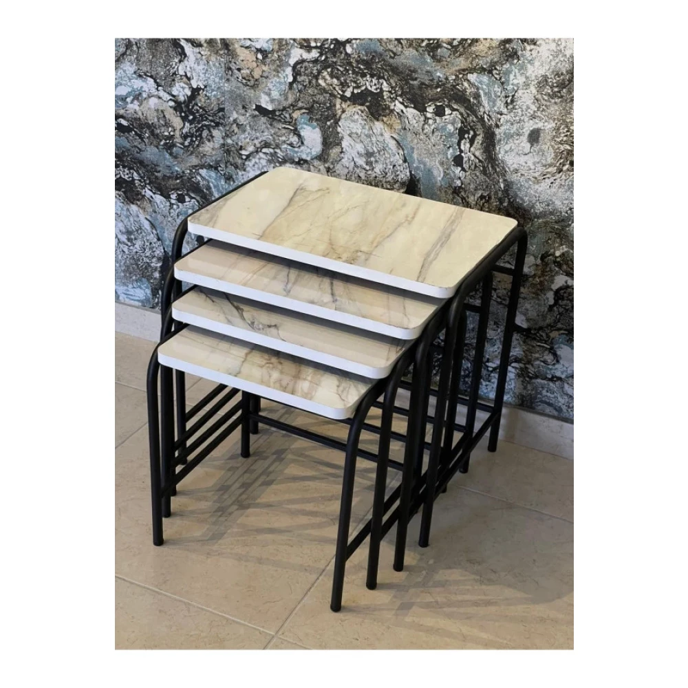 Aslanstore 4'Lu Metal Zigon Sehpa Kb Mermer Tv Ünitesi / Sehpası Fiyatı