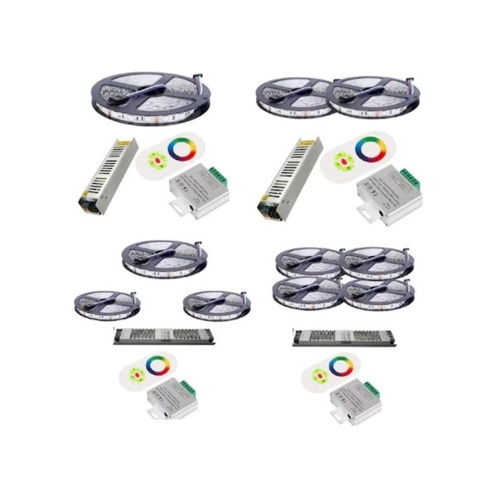 Asled Rgb Şerit LED Dokunmatik Kumanda Trafo Set Metre Seçim'li 3 Çip - 15 m - Renkli Led Aydınlatmalar Fiyatı
