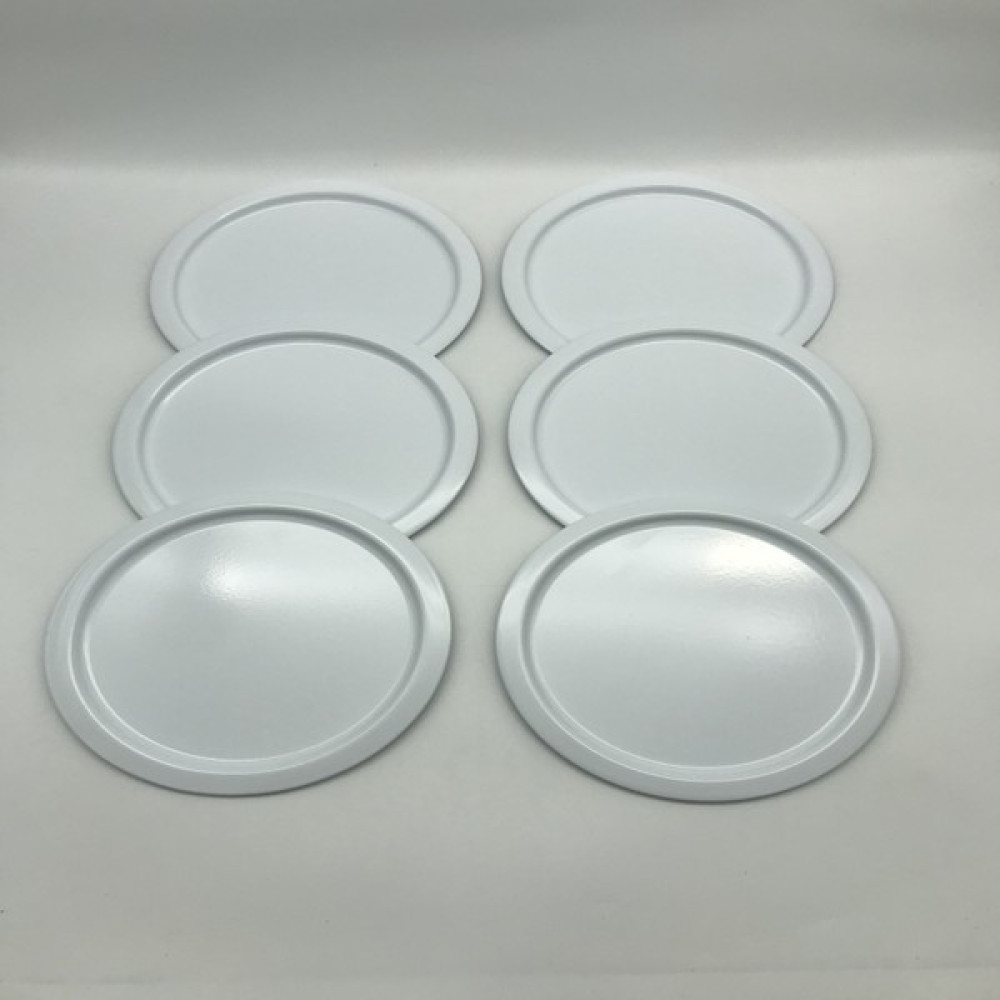 Aslı Hediyelik 6'lı Metal Yuvarlak Çay, Kahve, Pasta Servis Tepsisi Dekoratif Sunum Tepsisi Beyaz 24 cm Servis Tepsisi Fiyatı