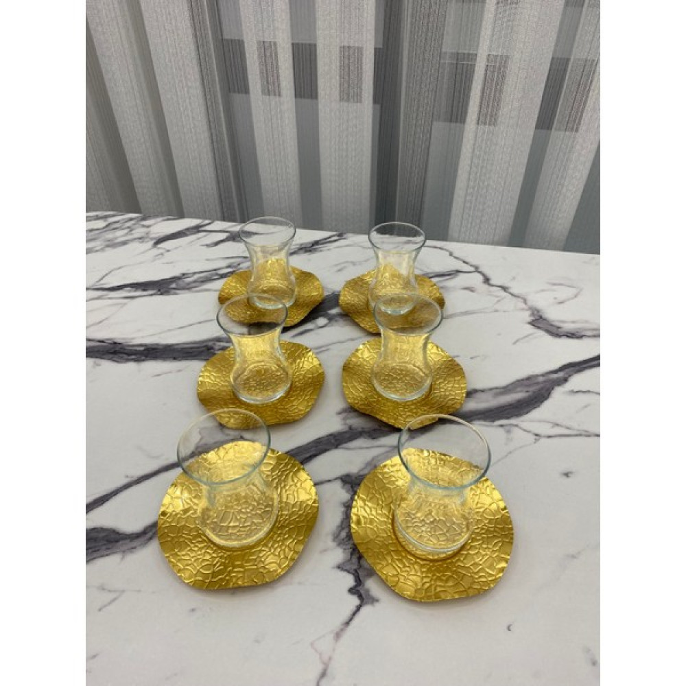 Aslı Hediyelik Dalgalı Model Lüx Desenli Çiçekli Çay Tabağı Kahve Sunum Renkli Bardak Altlığı - Gold Oto Boyaları Fiyatı