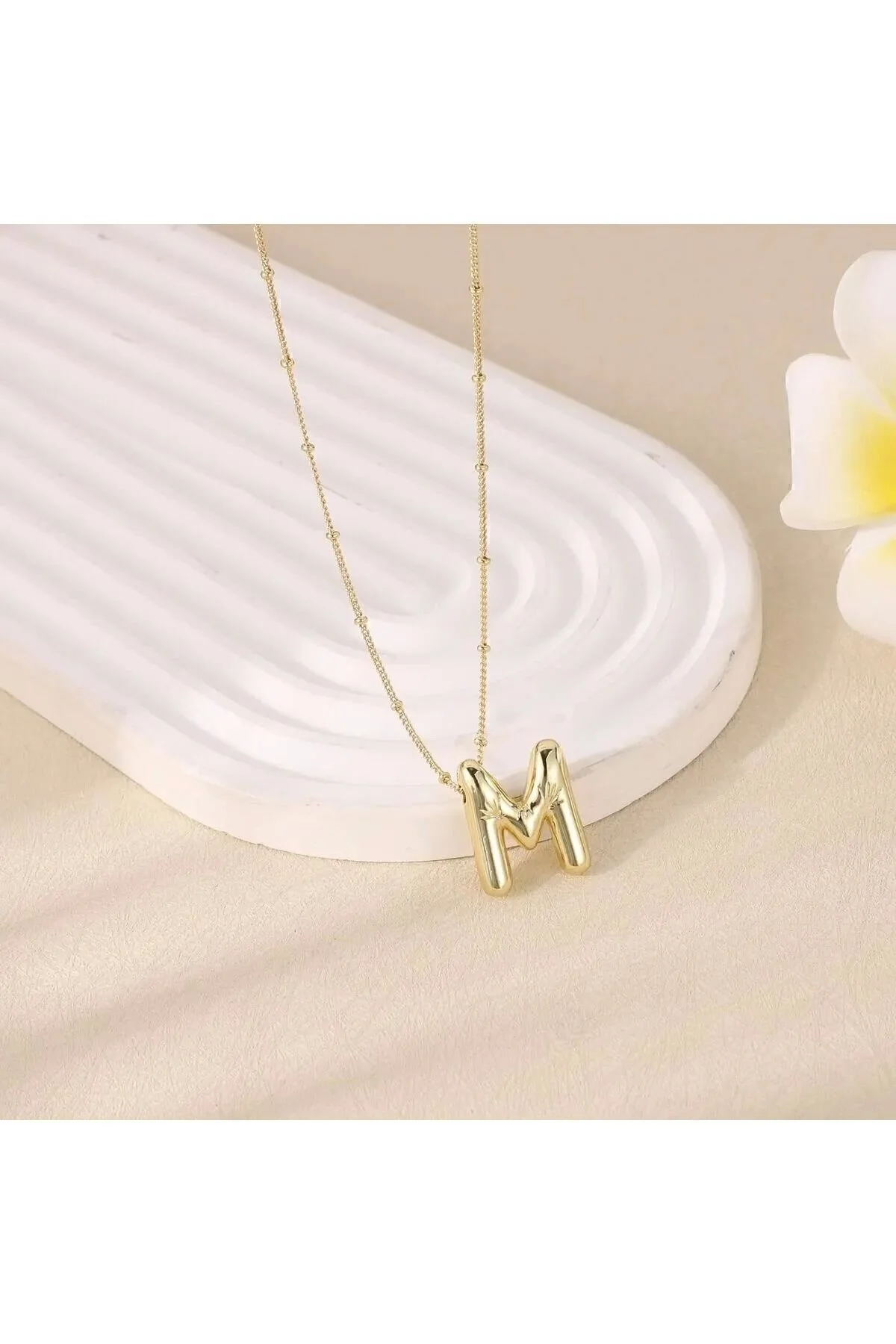 Aslı Jewelry Bombeli M Harfli Kolye" Bijuteri Kolye Fiyatı