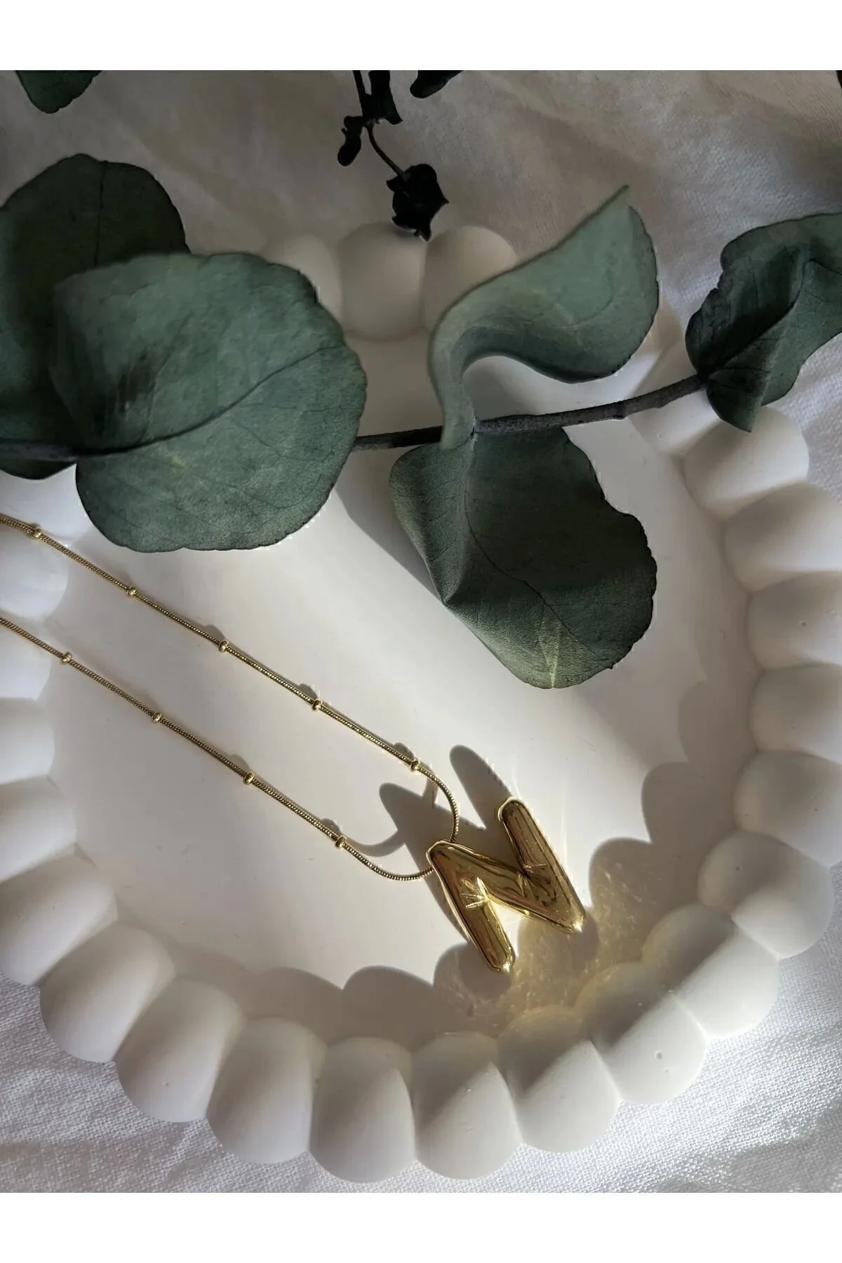 Aslı Jewelry BOMBELİ N HARFLİ ÇELİK KOLYE" Bijuteri Kolye Fiyatı