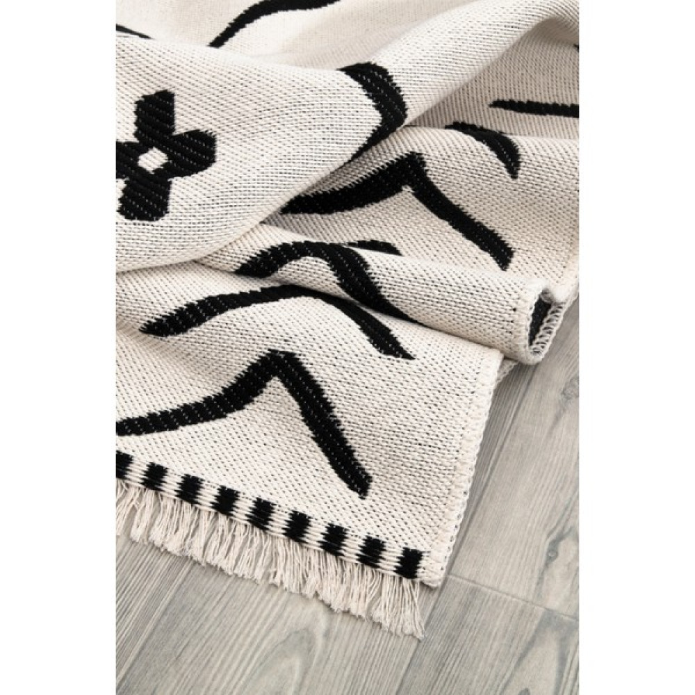 Asm Rugs Store Natural Yıkanabilir Kaymaz Taban Modern Desenli Dokuma Kilim - 80 x 120 cm - Siyah Kilim Fiyatı