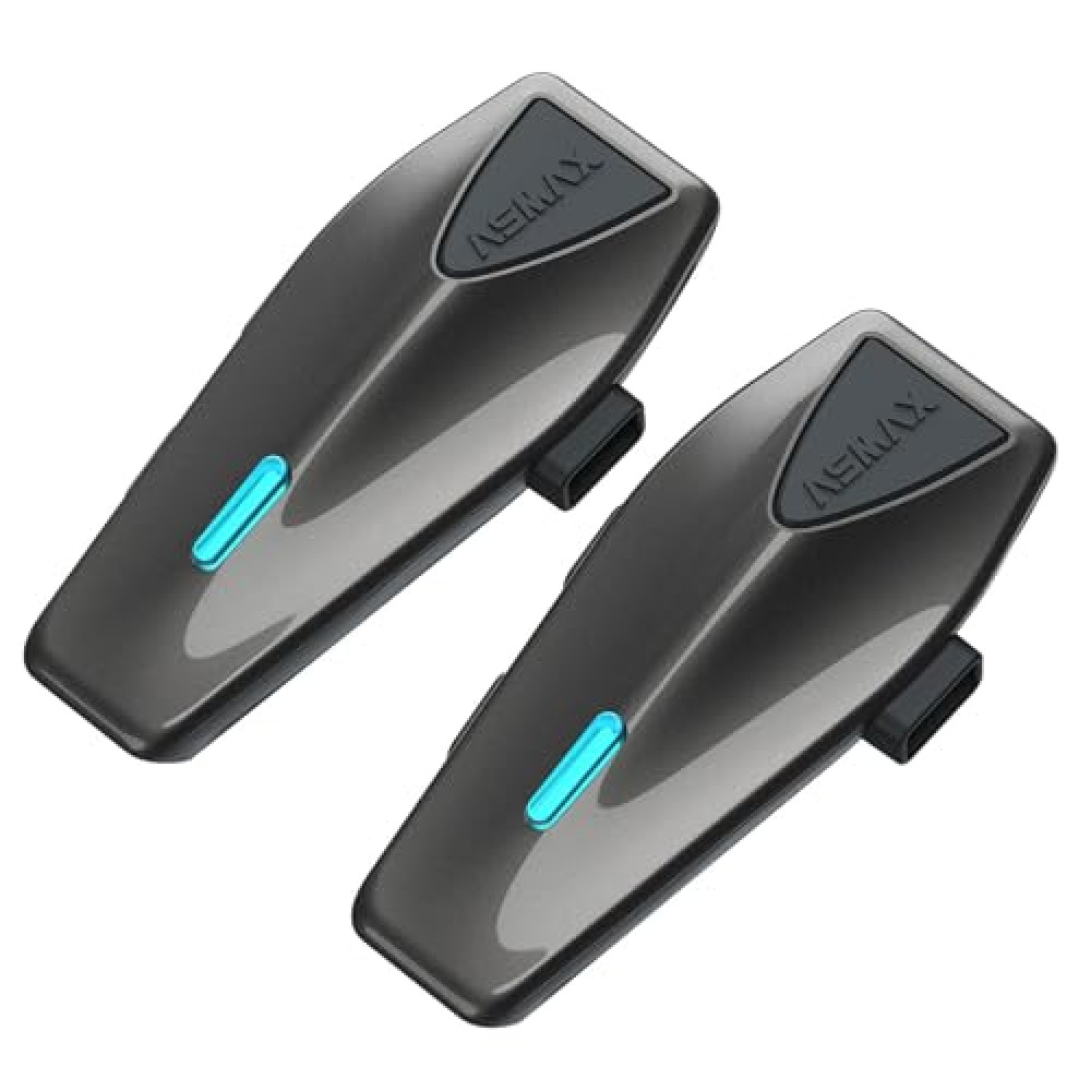 ASMAX S1 Motorcycle Bluetooth Headset, 8 Riders Mesh Helmet Communication Systems with FM Radio, AI Voice Control Motorcycle Intercom with Fast Charging, Auto Volume Control for ATV/Snowmobile/Ski