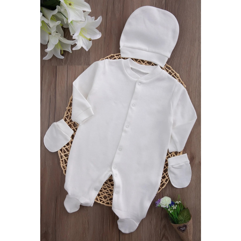 ASN APPAREL Beyaz Pamuklu Yenidoğan Bebek Tulum Seti 9 Ay Beden Bebek Hastane Çıkışı Fiyatı
