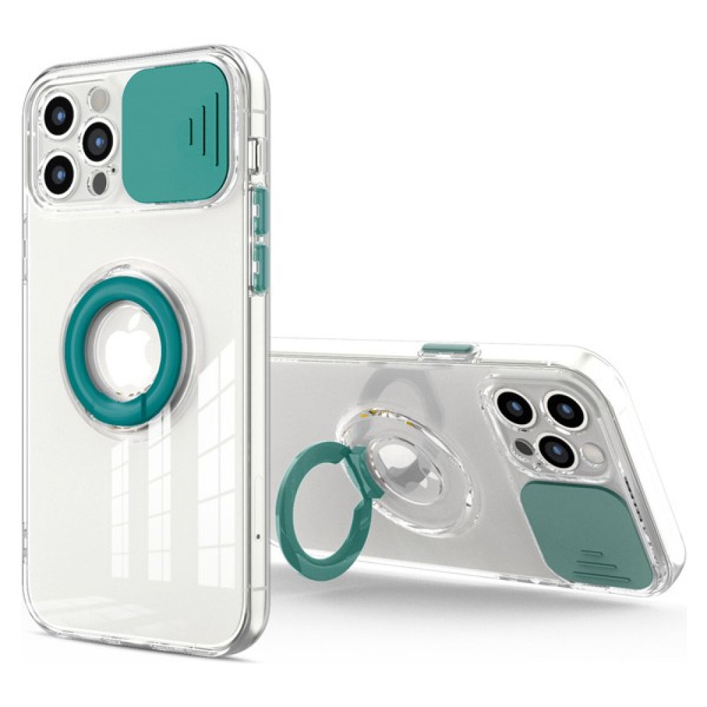 Ason Plus Ally iPhone 13 Pro Max 6.7inç Kılıf Sürgülü Kamera Lens Korumalı Yüzük Standlı Silikon Kı - Yeşil Cep Telefonu Kılıfı Fiyatı