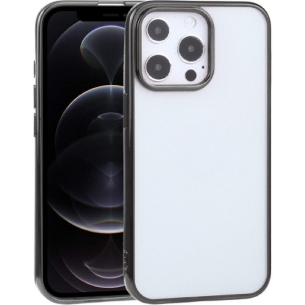 Ason Plus Apple iPhone 13 Pro 6.1inç Lazer Kaplama Renkli Kenar Şeffaf Kılıf - Siyah Cep Telefonu Kılıfı Fiyatı