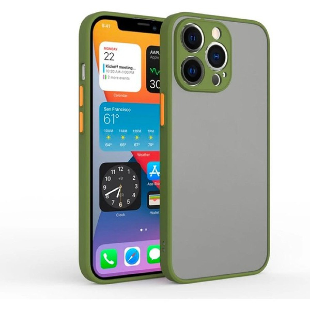 Ason Plus Apple iPhone 13 Pro Max 6.7inç Kamera Korumalı Premium Silikon Kılıf - Yeşil Kamuflaj Cep Telefonu Kılıfı Fiyatı