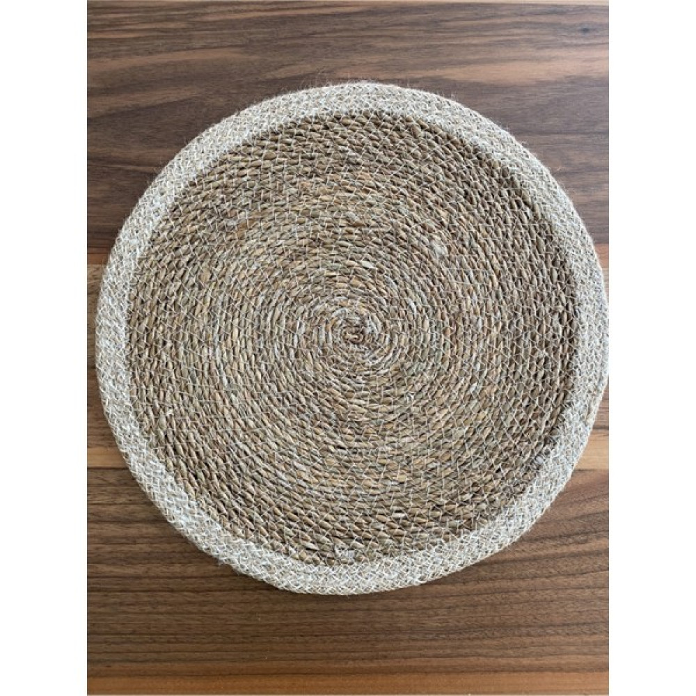 Asortiq Home Hasır Amerikan Servisi Bambu Örme Yuvarlak Supla Desenli 6'lı - 36 x 36 cm - Beyaz - Açık Kahverengi Amerikan Servis Fiyatı