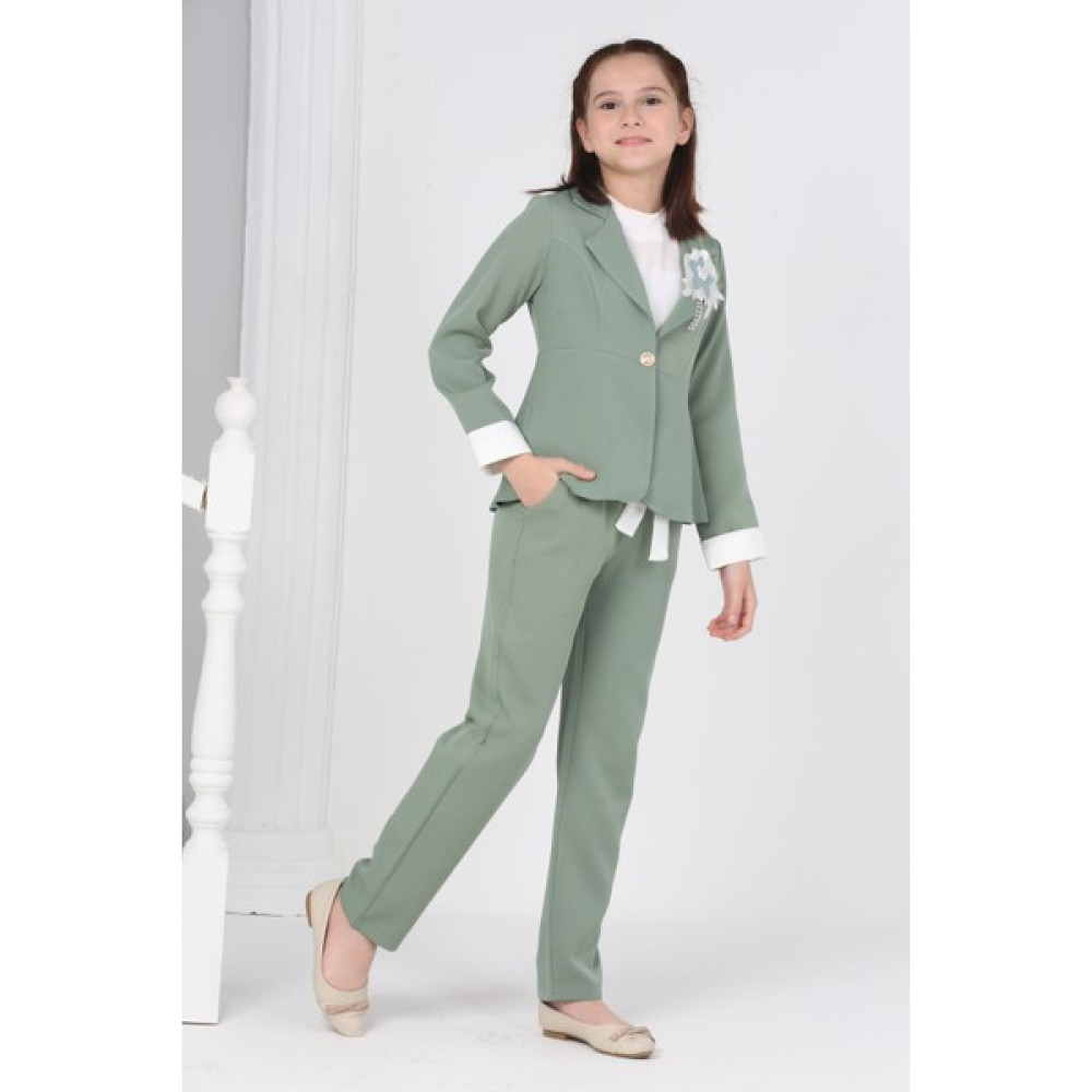 Asortix Kız Çocuk Üçlü Set Blazer Ceket Bluz Pantolon Takım Elbise Kız Çocuk Giyim Takımı Fiyatı