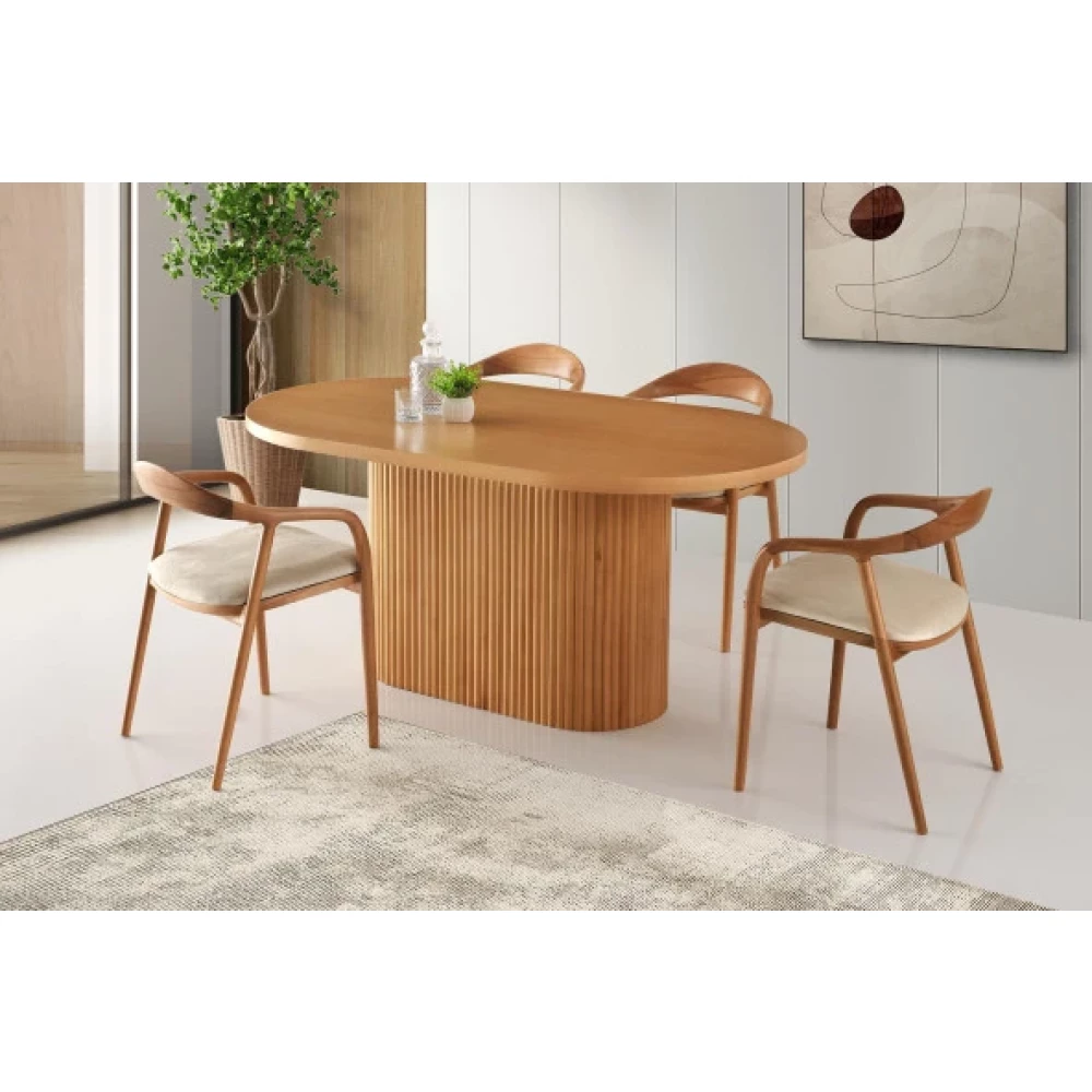 Asos Oval Mdf Sadece Sabit Mutfak Masası 90X160 Yemek & Mutfak Masası Fiyatı