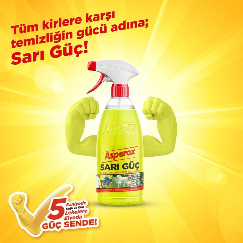Asperox Sarı Güç Sprey 1000 ml Power Yağ ve Kir Çözücü