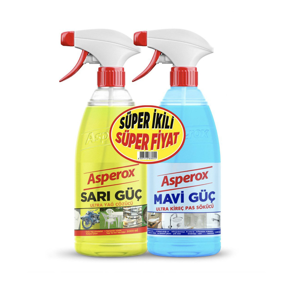 Asperox Sarı Güç Sprey 1000 ml + Asperox Mavi Güç Sprey 1000 ml Parlatıcı ve Temizleyiciler Fiyatı