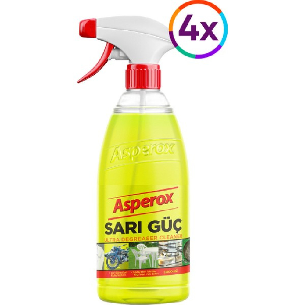 Asperox Sarı Güç Ultra Yağ Çözücü Sprey 4 x 1 lt Temizlik Malzemeleri Fiyatı