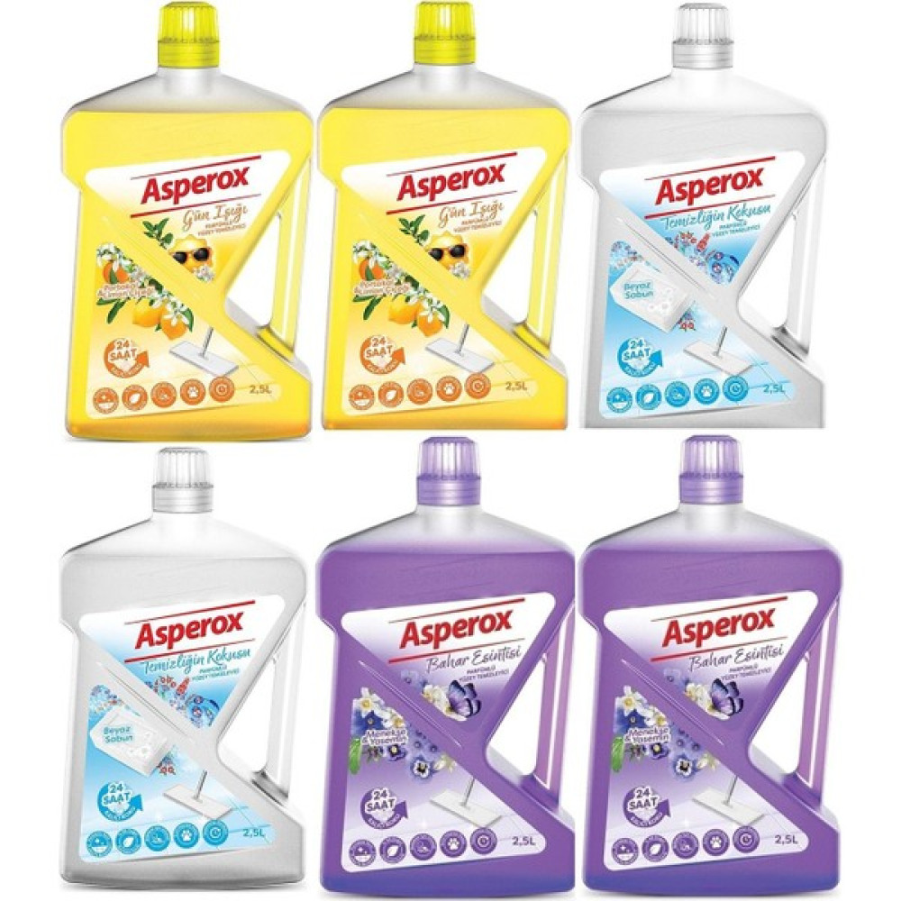Asperox Yüzey Temizleyici 2,5 Lt Portakal & Limon 2 Adet Beyaz Sabun 2 Adet Menekşe & Yasemin 2 Adet Parlatıcı ve Temizleyiciler Fiyatı