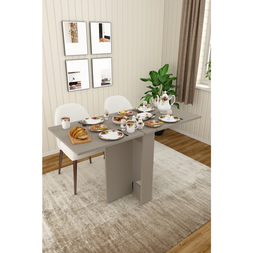 Asra Trend Lüks Katlanır Mutfak Yemek Masası %100 MDF Pratik Çalışma Masası KM32 - Küllü Gri - 133 x 75 x 60 Çalışma Masası Fiyatı