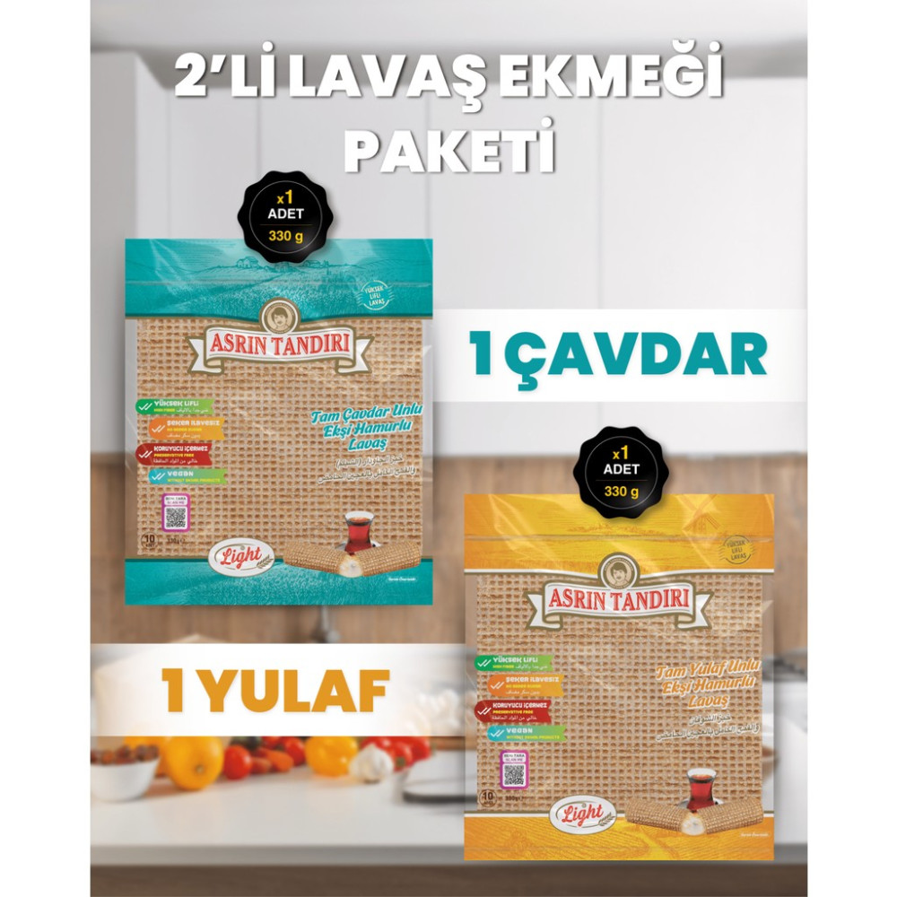 Asrın Tandırı 2'li Paket (1 Paket Ekşi Hamurlu Çavdar Lavaş Ekmeği - 1 Paket Ekşi Hamurlu Yulaf Lavaş Ekmeği) - 2 Adet Unlu Mamüller Fiyatı