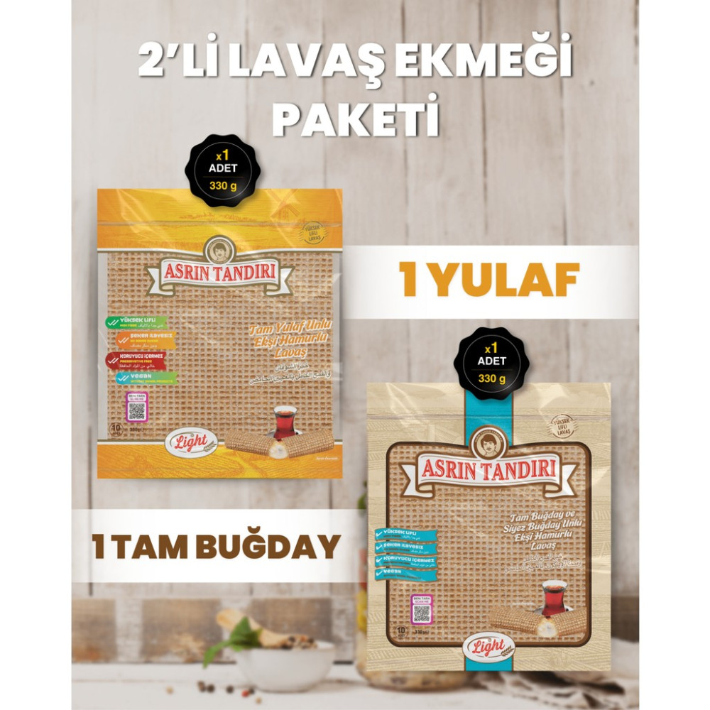 Asrın Tandırı 2'li Paket (1 Paket Ekşi Hamurlu Tam Buğday Lavaş Ekmeği - 1 Paket Ekşi Hamurlu Yulaf Lavaş Ekmeği) - 2 Adet Unlu Mamüller Fiyatı