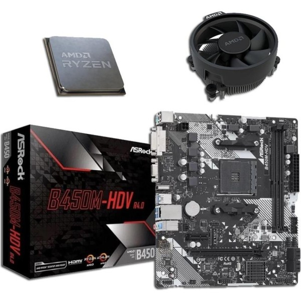 Asrock B450M-HDV R4.0 Ddr4 Sata3 M2 Pcıe Nvme HDMI DVI Pcıe 16X V3.0 Am4 Matx + Amd Ryzen 7 5700X3D Anakart Fiyatı