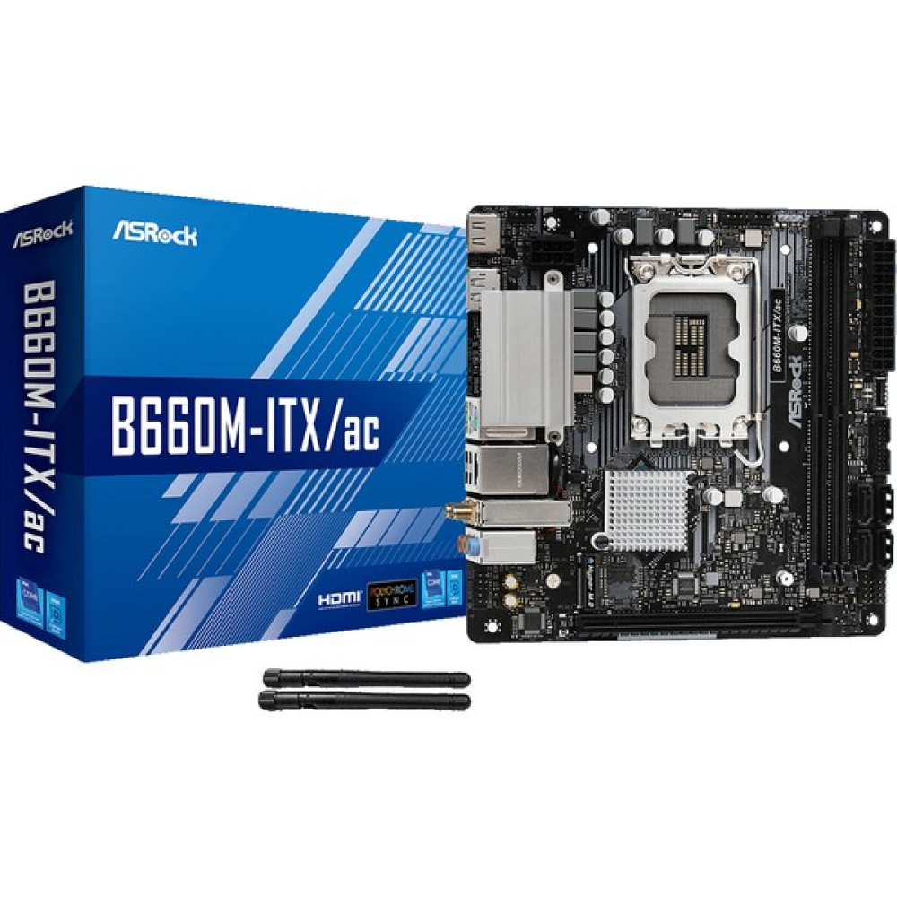 Asrock B660M-ITX/AC Intel B660 5000MHZ (Oc) Ddr4, Soket 1700, Pcıe 4.0, Gen4 M.2, HDMI Dp, Wi-Fi + Bt, USB 3.2 Matx Anakart (ASRB660M-ITXAC) Anakart Fiyatı