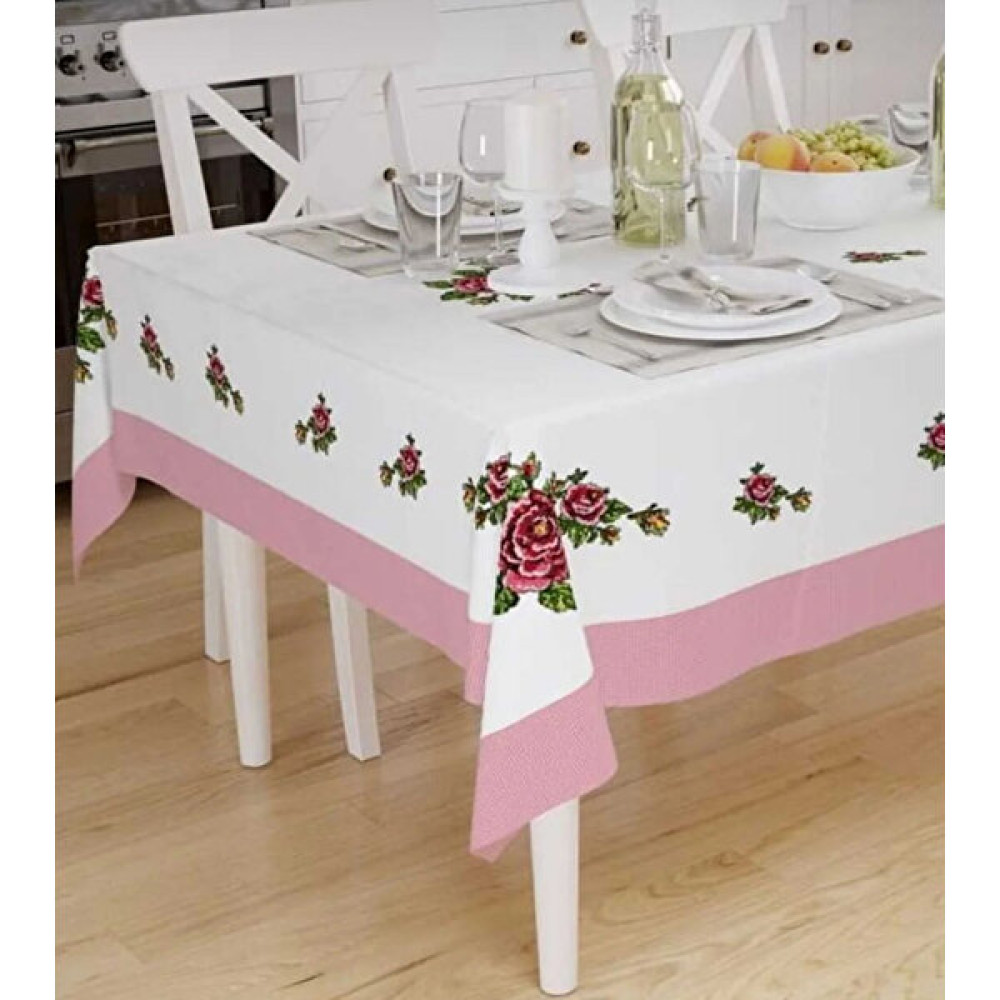 Asse Dijital Kanaviçe Baskılı Leke Tutmaz Masa Örtüsü 150X220 cm - 150 x 220 cm - Kırmızı Masa Örtüsü Fiyatı