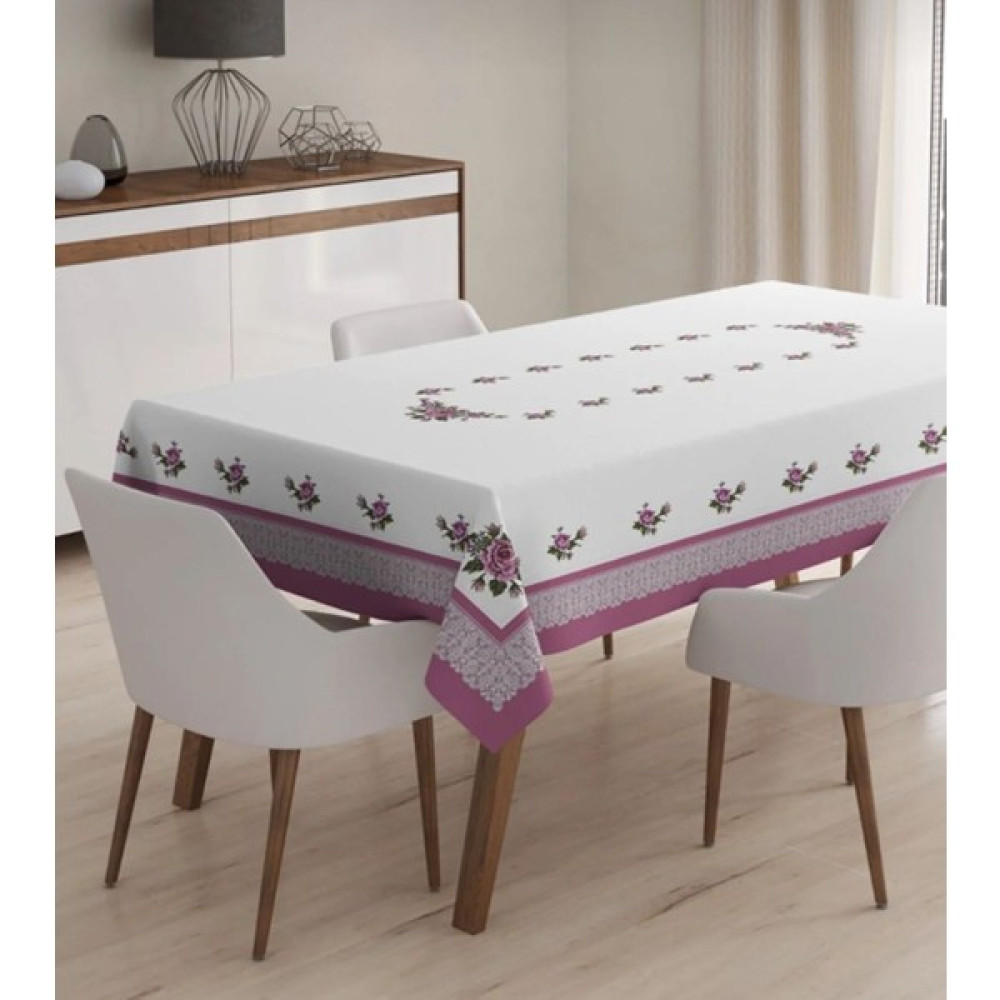 Asse Dijital Kanaviçe Baskılı Leke Tutmaz Masa Örtüsü 150X220 cm - 150 x 220 cm - Mor Masa Örtüsü Fiyatı