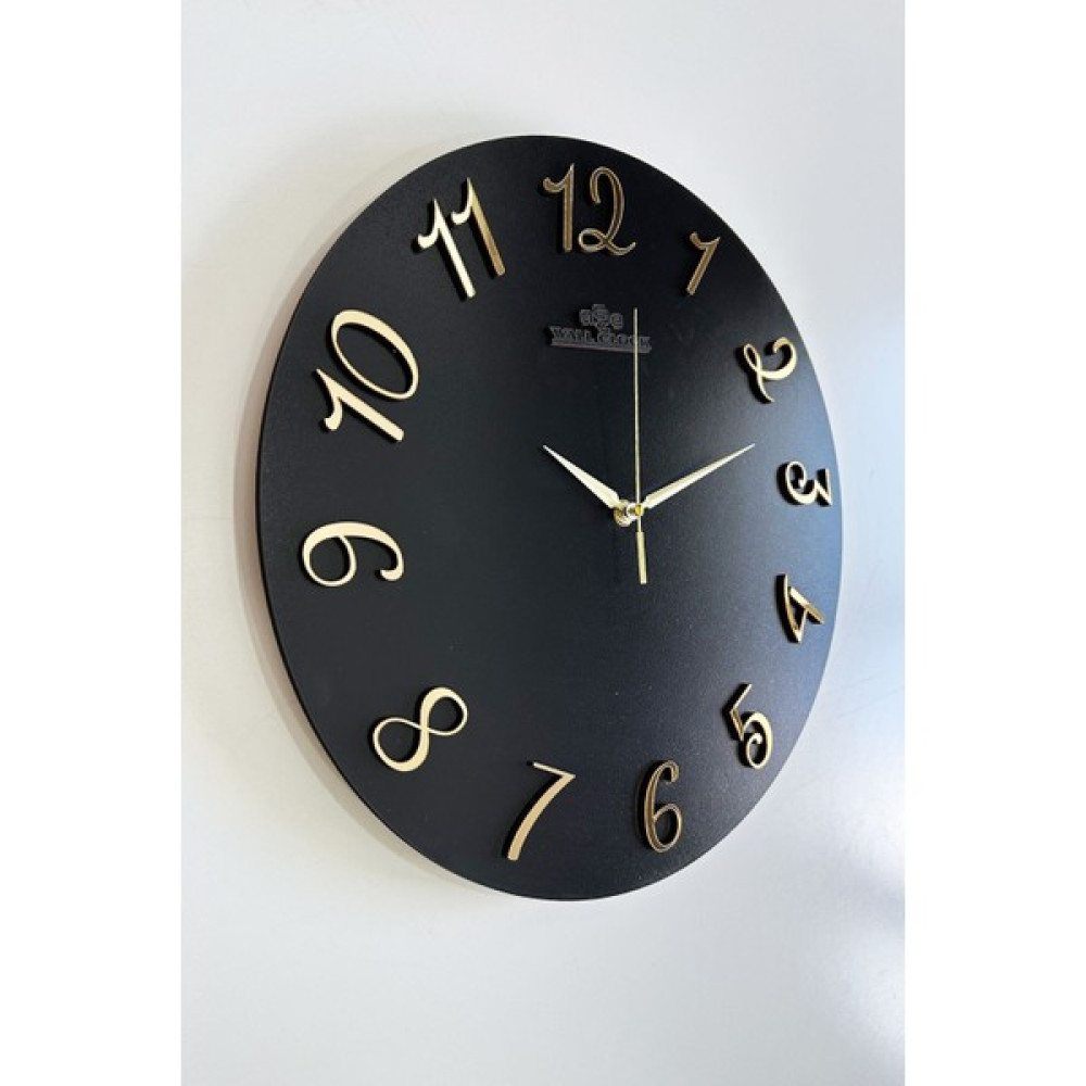 Asse Tasarım Dekoratif Aynalı Ple x iglass Türkçe Rakam Duvar Saati Sessiz Mekanizma 37 x .37 cm ( Siyah-Gold ) - Siyah - 35 x 35 cm Dekoratif Saat Fiyatı