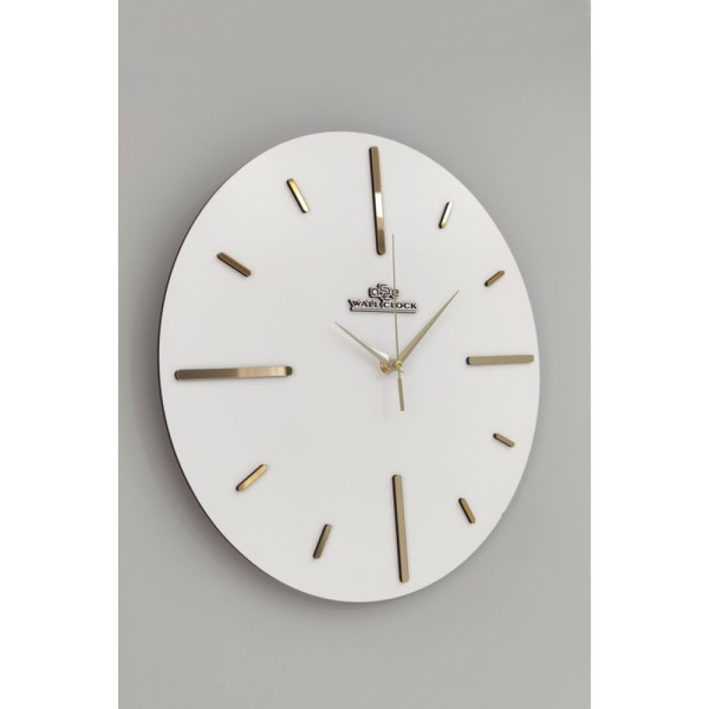 Asse Tasarım Özel Aynalı Duvar Saati Beyaz & Gold Sessiz Mekanizma 37 x 37 cm Dekoratif Saat Fiyatı