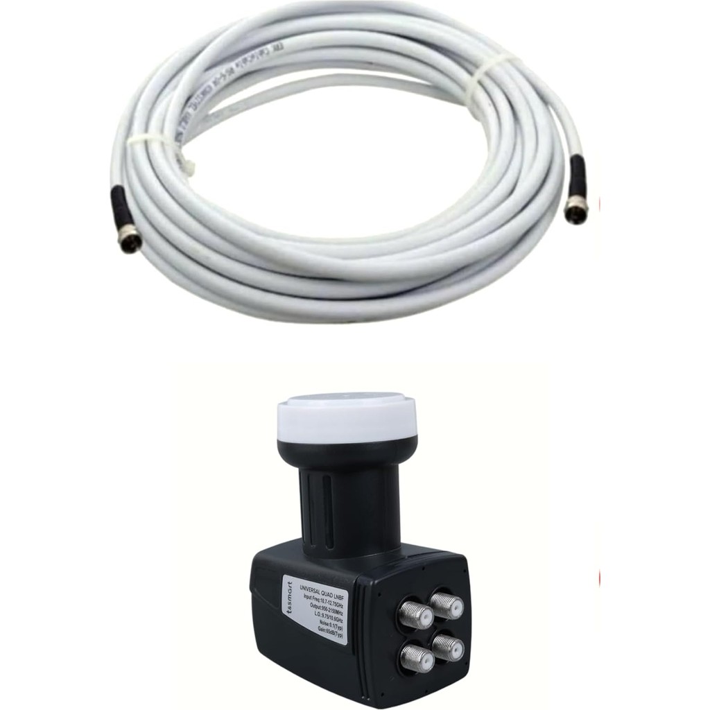 Asseds Store Full Ultra Hd 3D 4K Uyumlu Yağmur Korumalı Dörtlü Quad 4 Lü Çanak Uydu Lnb +30 Metre F Konnektör Takılı Hazır Uydu Kablosu - 0 - Siyah Diğer Fiyatı