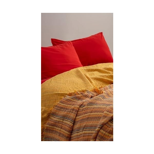 Asseds Store Tekstıl Çizgili Yatak Örtüsü 4 Katlı Müslin KUMAŞI%100 Pamuk Yumuşak Lüks Yazlık Pike Çift Kişilik Battal Boy 240X260 cm (Turuncu) Yatak Örtüsü Fiyatı