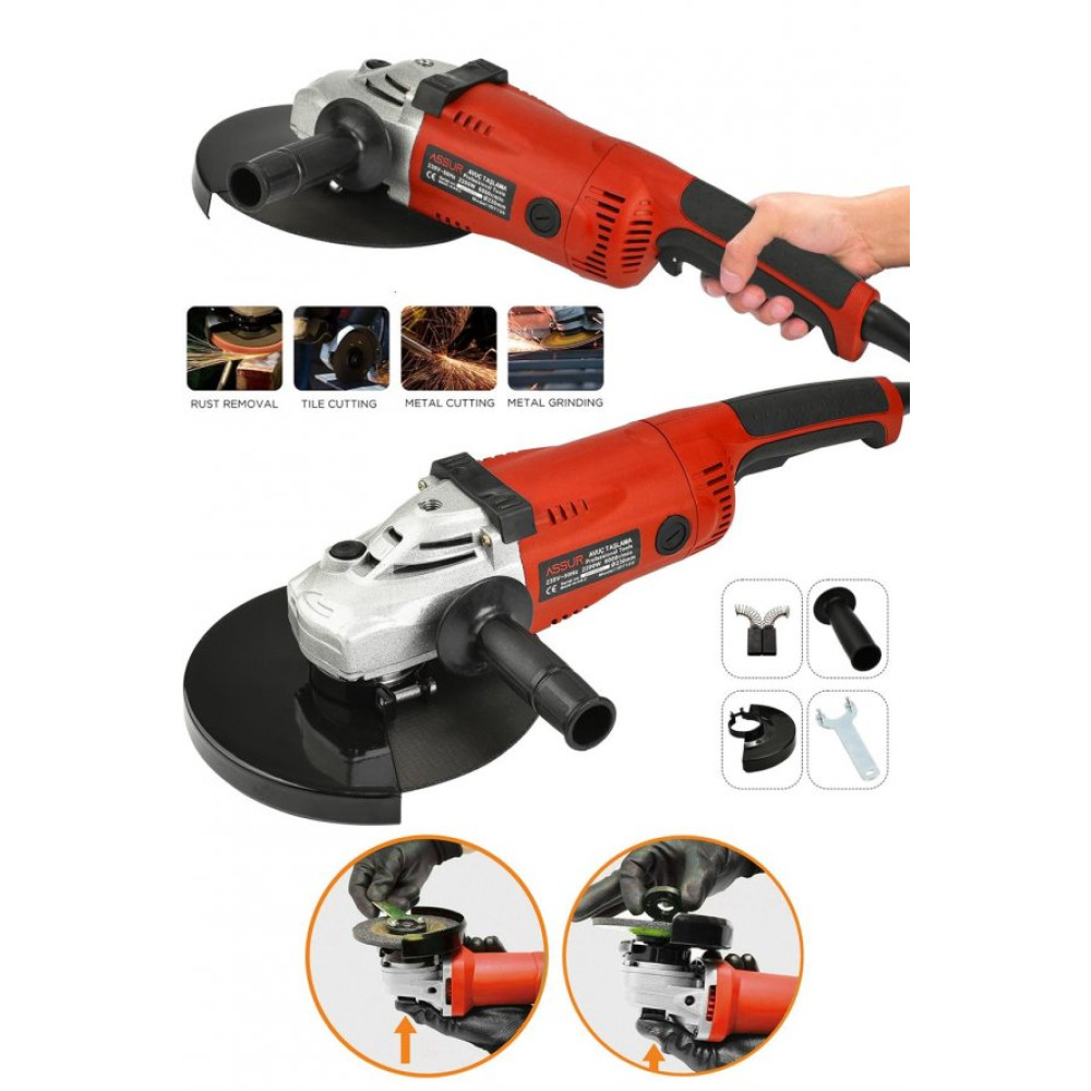Assur Metal Sanzumanli Tam Otomatik Taslama Makinesi 230 Mm 2200 Watt Kirmizi Taşlama Makinesi Fiyatı