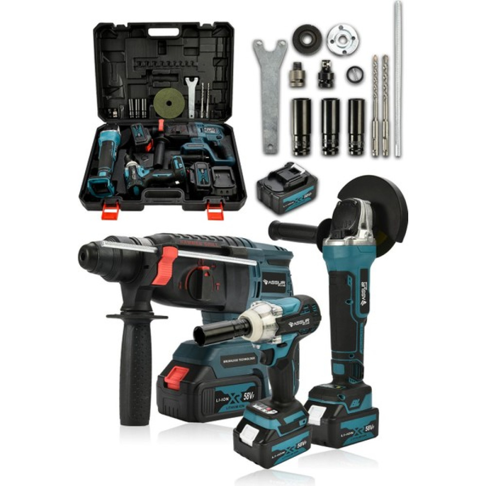 Assur Plus 3'lü Set Torklu Vidalama Somun Sıkma + Şarjlı Hilti 2-26 mm + Şarjlı Taşlama 125 mm Somun Sıkma Makinesi Fiyatı