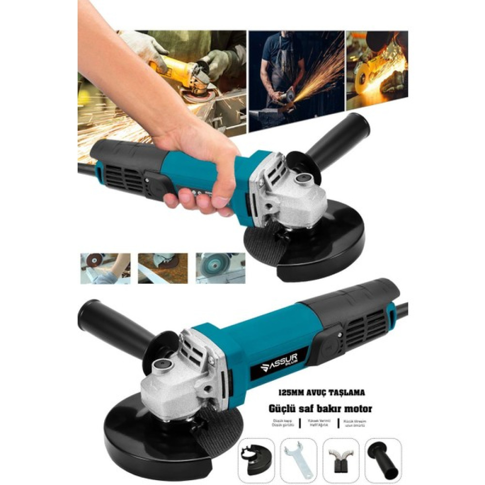 Assur Plus 550 W 125 mm Bakır Sargılı Spiral Avuç İçi Kesme ve Ahşap Metal Kesme Taşlama Makinası - 0 Taşlama Makinesi Fiyatı