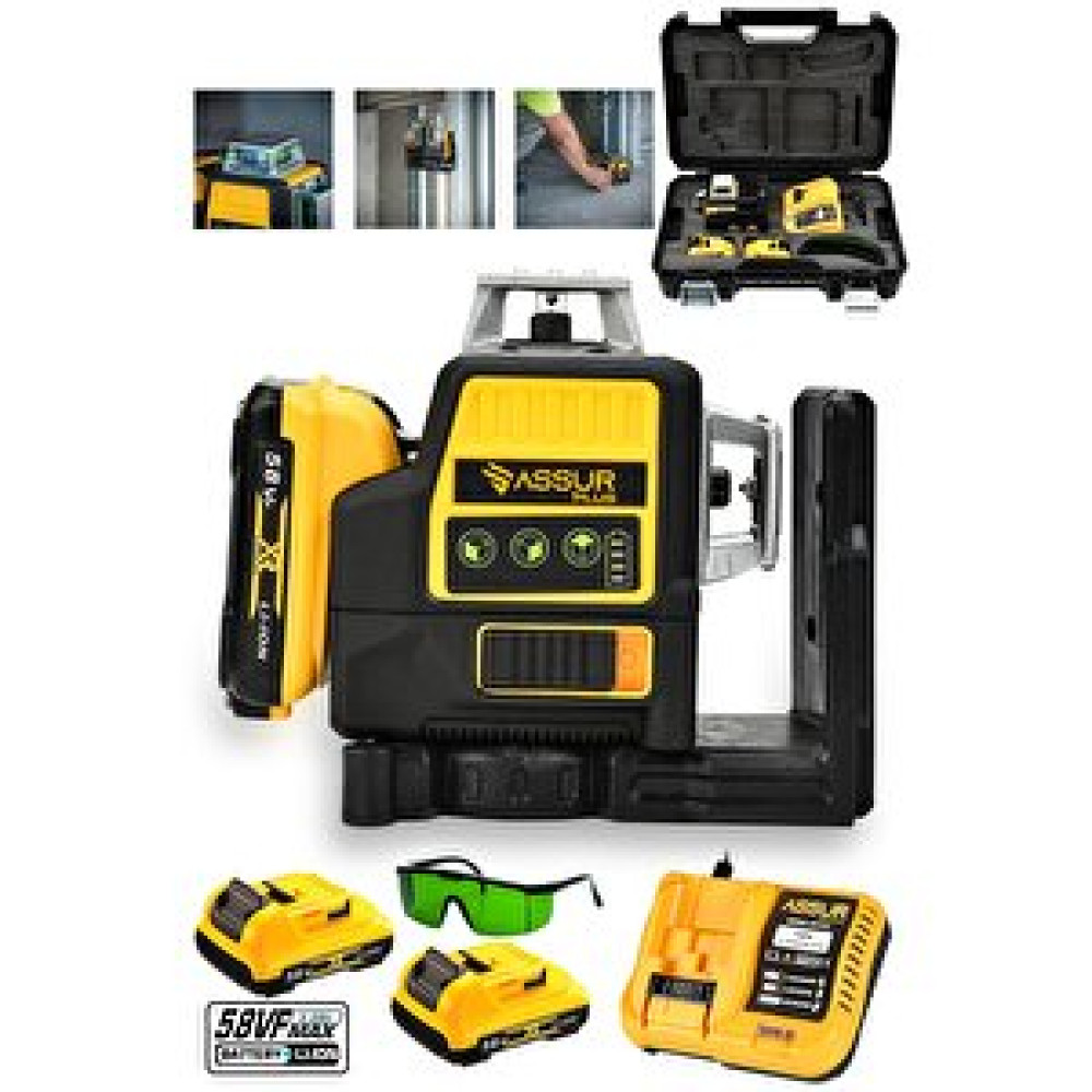 Assur Plus 58vf Çift Akülü 12 Köşe 360° Otomatik Hizalamalı Lazer Metre Hizalama Yeşil Çizgili Lazer Hizalama Lazer Metre / Uzaklık Ölçer Fiyatı