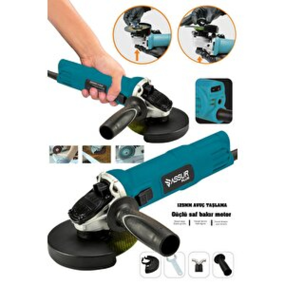 Assur Plus 720 W Devirli Sjs Çift Metal Şanzıman Avuç Içi Taşlama Makinesi 125 Mm-mavi̇ Taşlama Makinesi Fiyatı