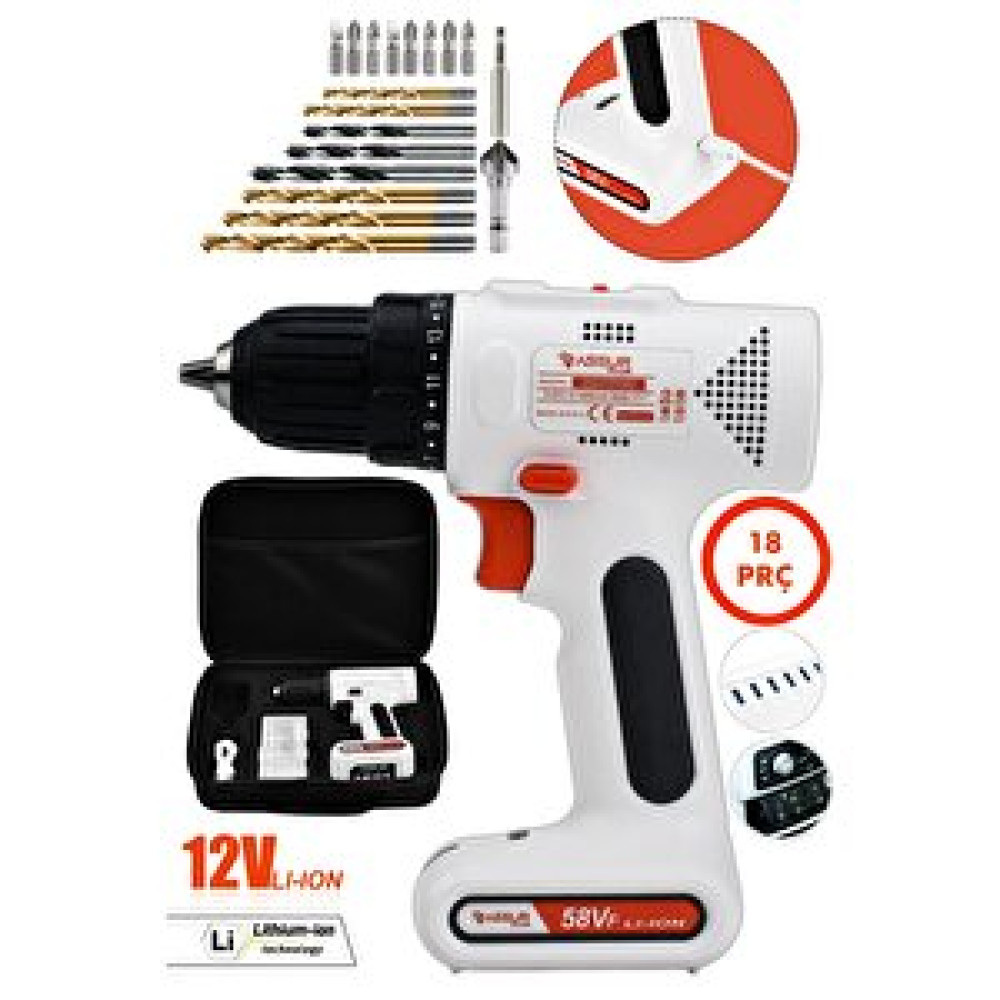 Assur Plus Assur Şarjlı Matkap Vidalama Başlığı Dahili Batarya Typc-e Usb'li (kablolu) 12v 2.0ah Akülü Vidalama Makinesi Fiyatı