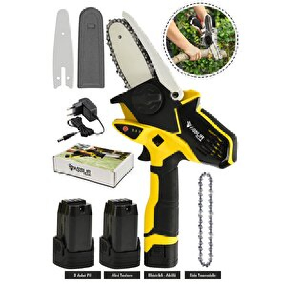Assur Plus Jetta Power Tools Ağaç Kesme Dal Budama Şarjlı El Testeresi Sarı Dal Budama Makineleri Fiyatı