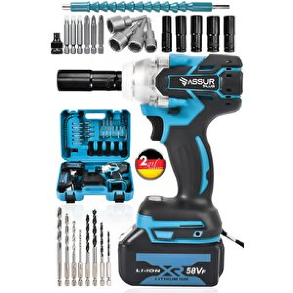 Assur Plus Kömürsüz Çift Akü Metal Mandrenli Çantalı Torklu Vidalama Somun Sökme Set 58vf Matkaplar Fiyatı