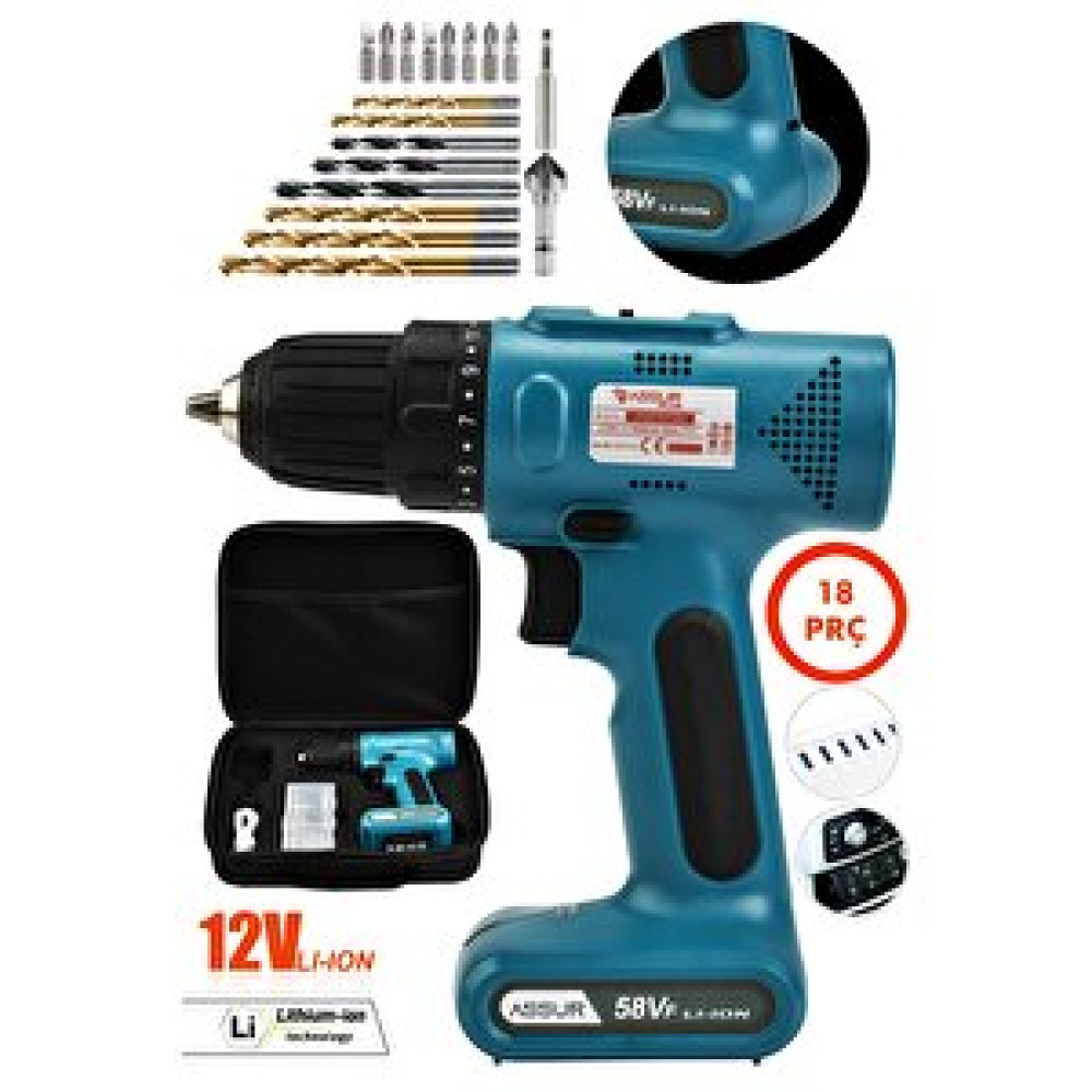 Assur Plus Şarjlı Matkap Vidalama Başlığı Dahili Batarya Typc-e Usb'li (kablolu) 12v 2.0ah Akülü Vidalama Makinesi Fiyatı