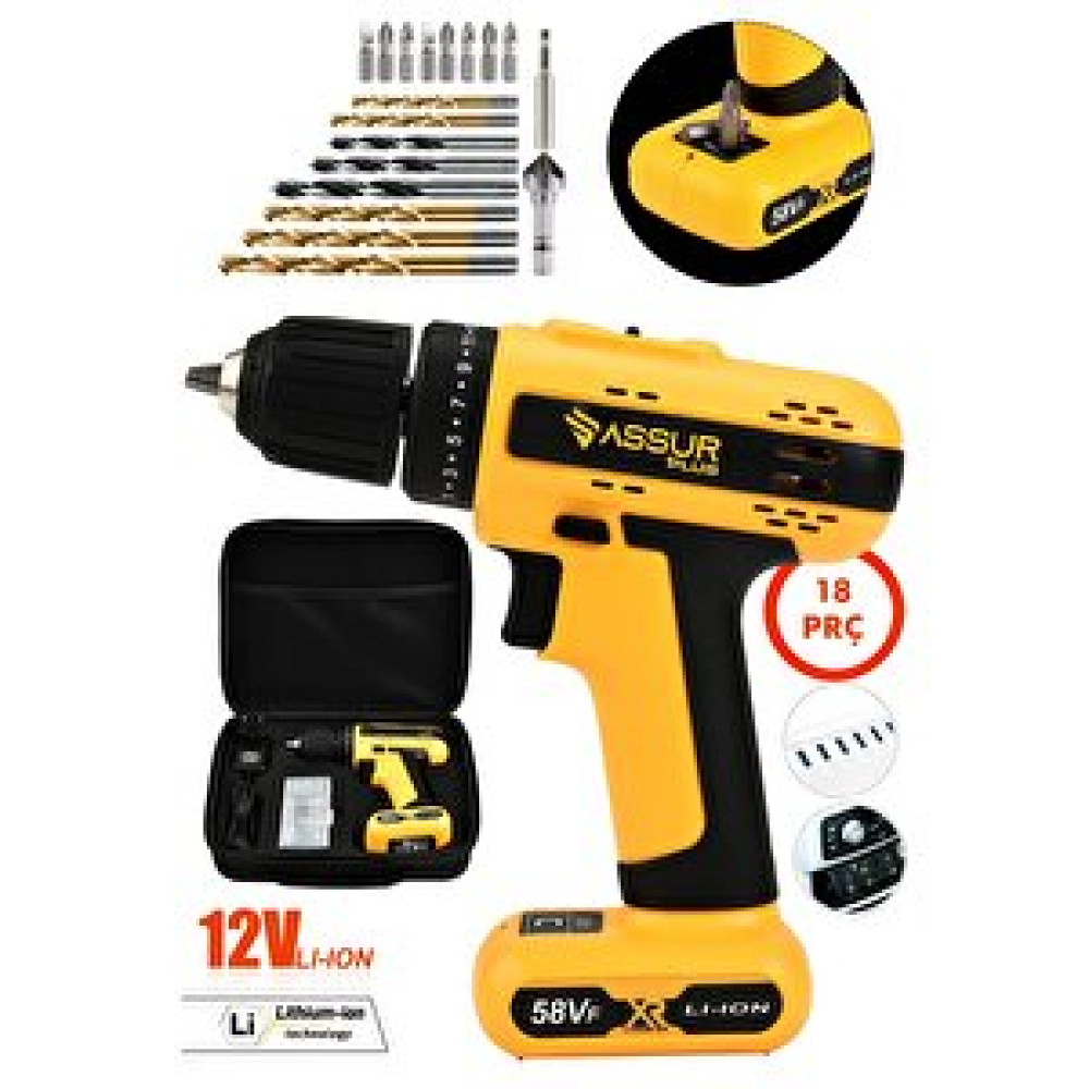 Assur Plus Usb'li Matkap 12v 2.0ah Mıknatıs Tutucu Gövde Sarı Matkaplar Fiyatı