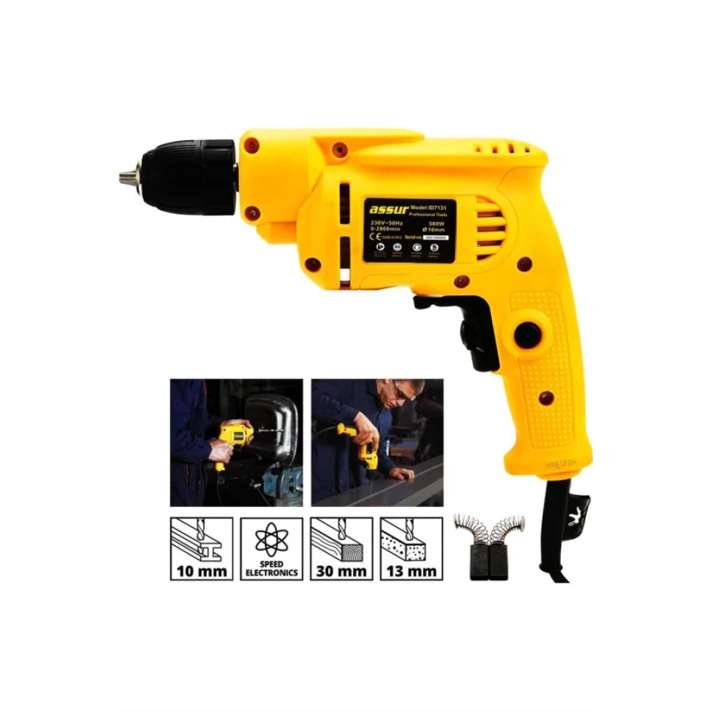 Assur Profesional 10 Mm Matkap Sari Renk 580 W M004-S3 Kırıcı Deliciler & Kırıcılar Fiyatı