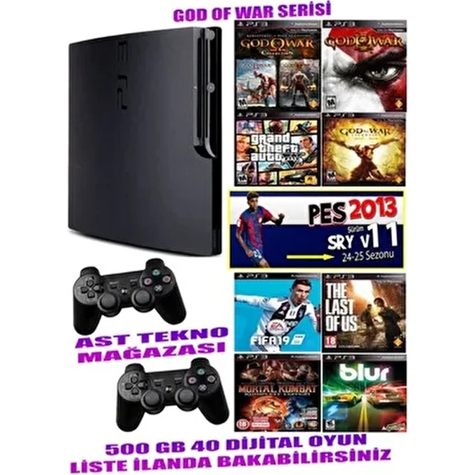 AST Sony Playstation 3 Slim 500 GB 2 Kablosuz Kol ve 40 Dijital Oyun ile Yüksek Performanslı Yenilenmiş Oyun Konsolu Diğer Fiyatı