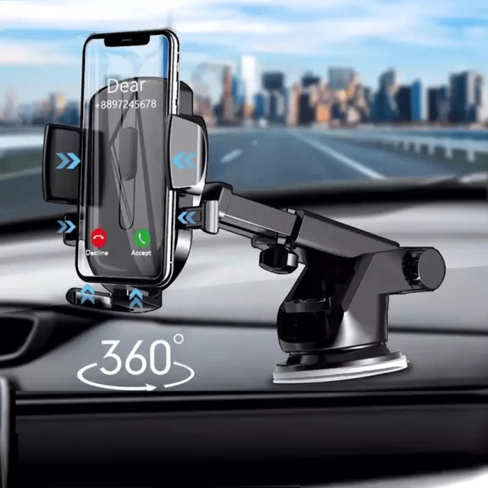 Astakos Otomatik Klipsli Vantuzlu Araba Telefon Tutucu Ayarlanabilir Cam ve Torpido Için Yüksek Kalite Tutucu Kulaklık Hediyeli - Siyah Cep Telefonu Tutucu Fiyatı