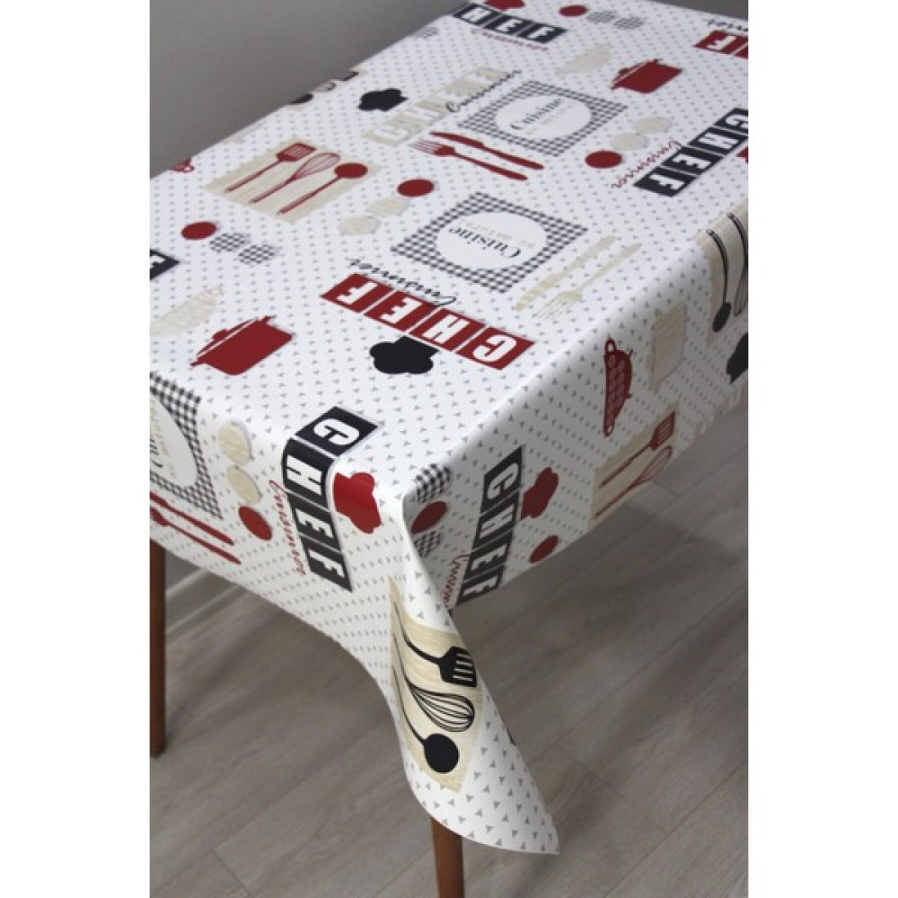 Astarlı Pvc Silinebilir Leke Tutmaz Muşamba Masa Örtüsü - 100 x 140 cm - Beyaz - Kırmızı Masa Örtüsü Fiyatı