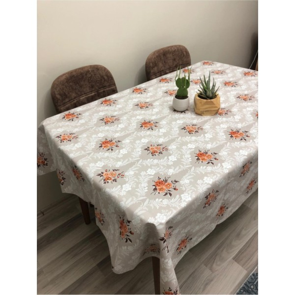 Astarlı Pvc Silinebilir Leke Tutmaz Muşamba Masa Örtüsü - 100 x 140 cm - Krem - Kahverengi Masa Örtüsü Fiyatı