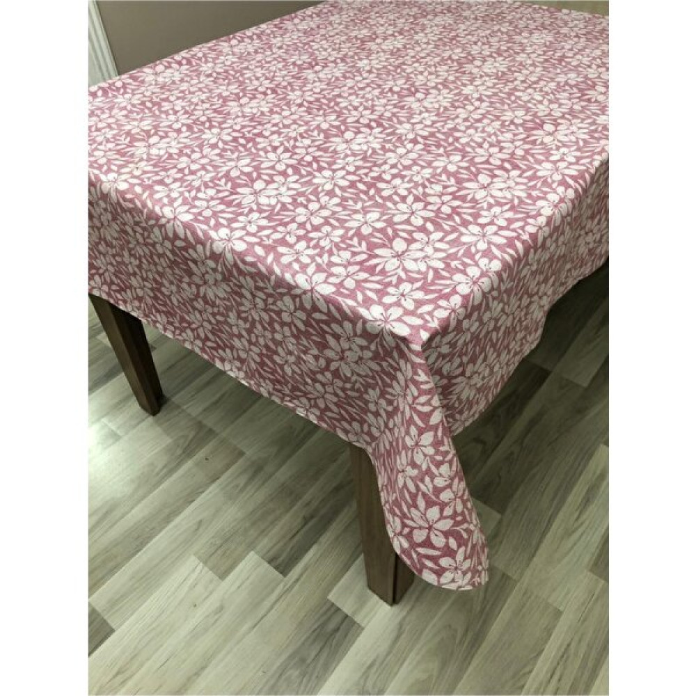 Astarlı Pvc Silinebilir Leke Tutmaz Muşamba Masa Örtüsü - 100 x 140 cm - Pembe - Beyaz Masa Örtüsü Fiyatı