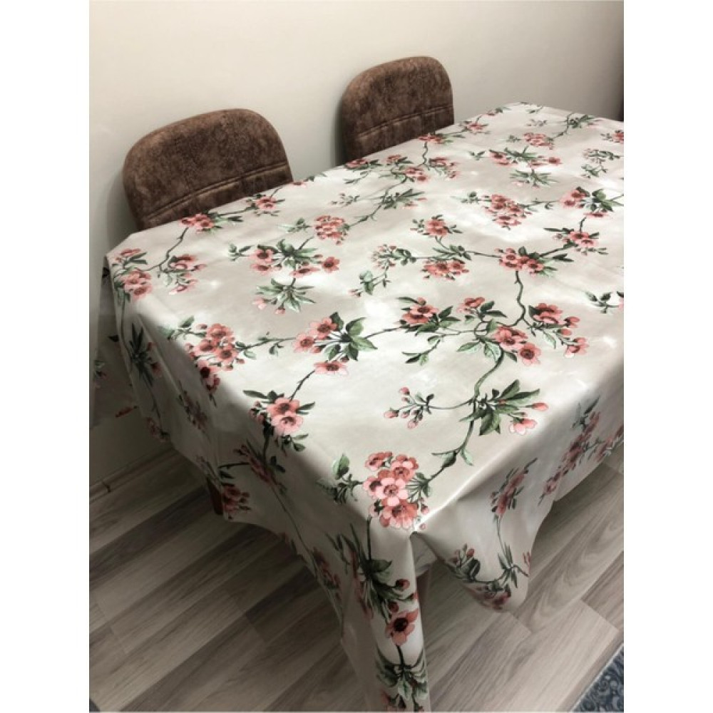 Astarlı Pvc Silinebilir Leke Tutmaz Muşamba Masa Örtüsü - 140 x 140 cm - Krem - Kahverengi Masa Örtüsü Fiyatı