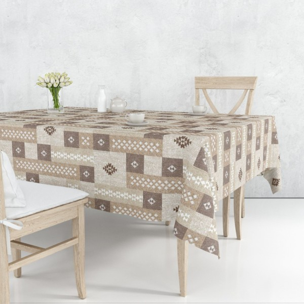 Astarlı Silinebilir Pvc Muşamba Masa Örtüsü Kilim Desen - Kahverengi - 140 x 180 cm Masa Örtüsü Fiyatı
