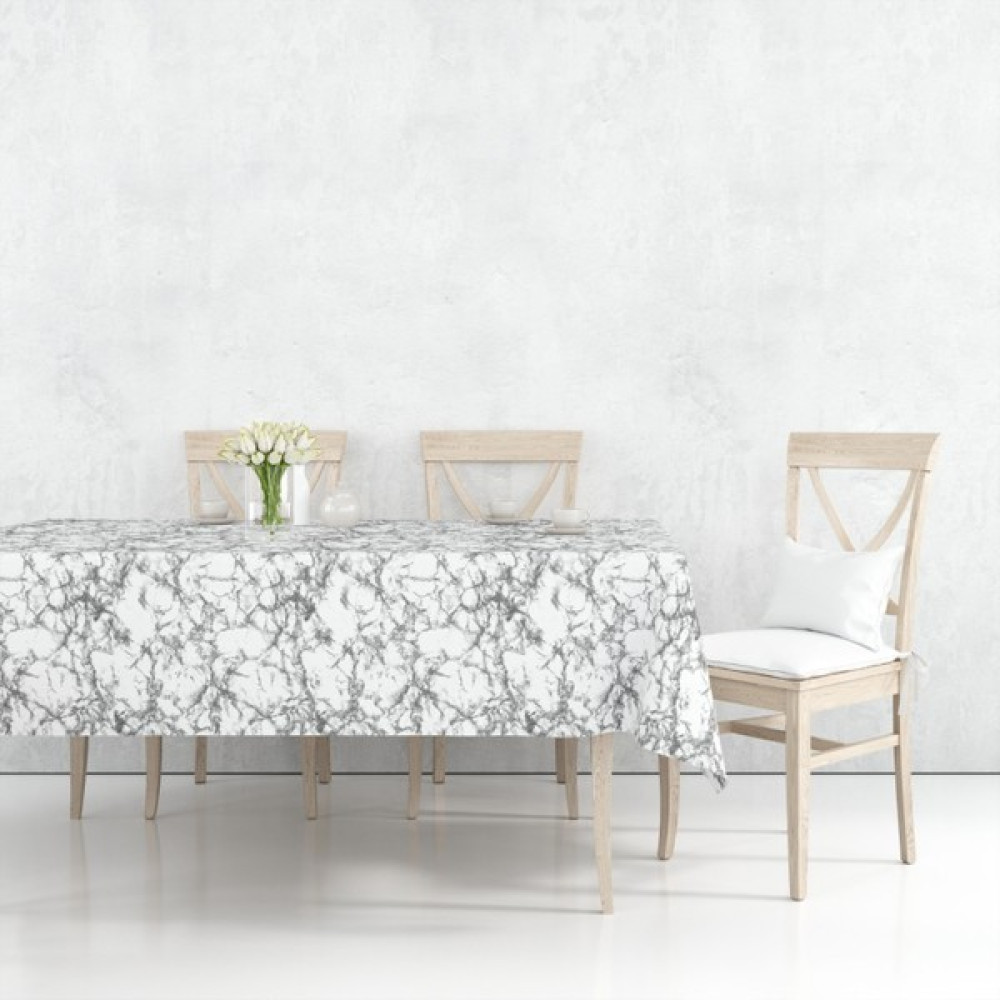 Astarlı Sıvı Geçirmez Silinebilir Muşamba Masa Örtüsü - Beyaz - Gri - 140 x 180 cm Masa Örtüsü Fiyatı