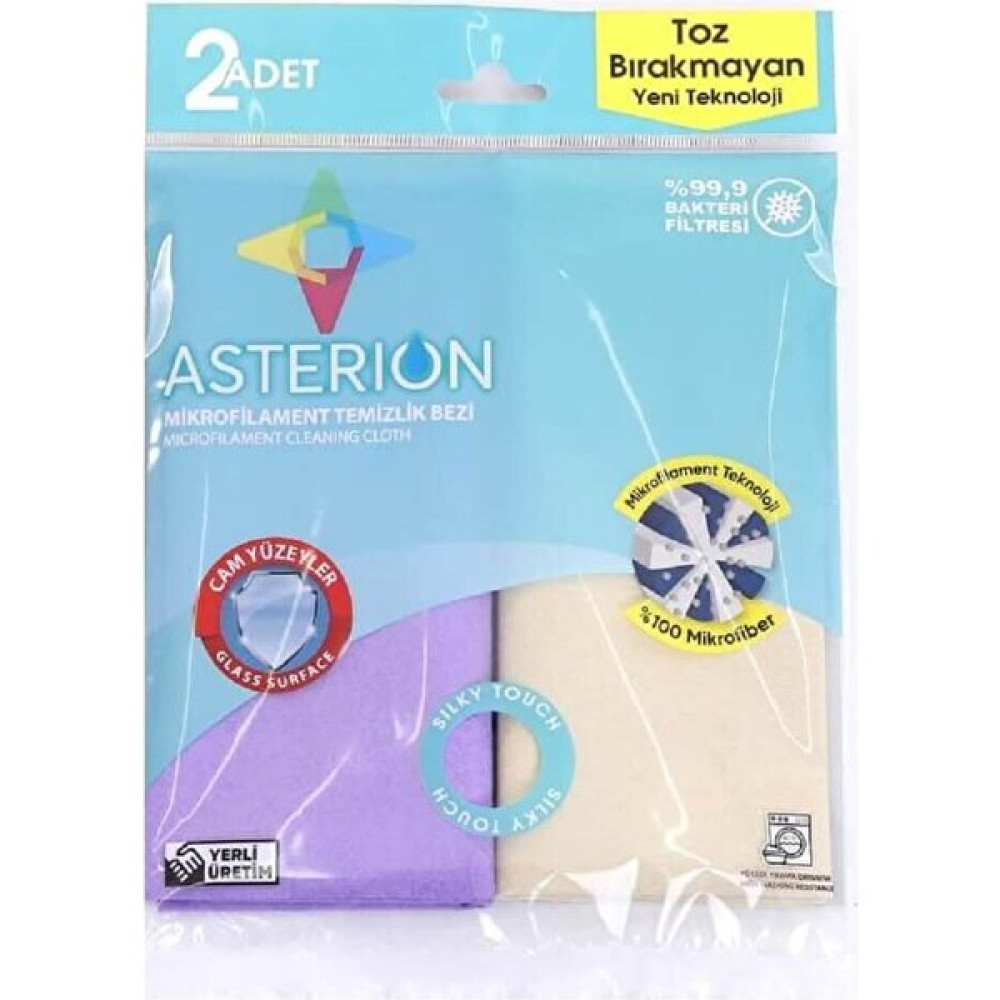 Asterion Mikrofilament Cam Bezi Premium 2'li - Beyaz Temizlik Malzemeleri Fiyatı
